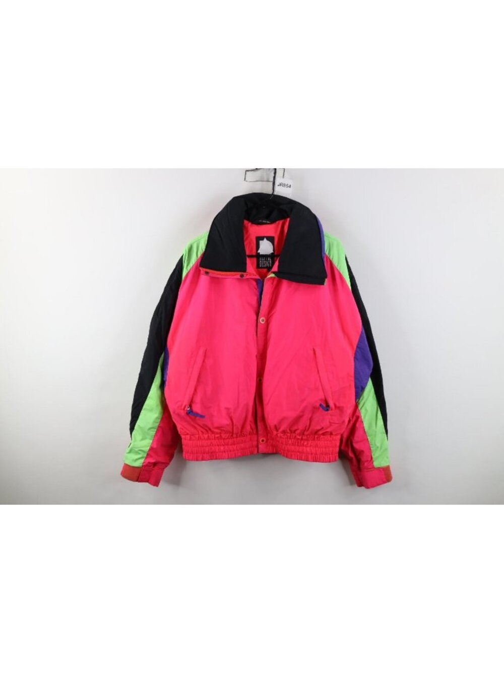 Vtg 80s 90s Streetwear Mens Medium Neon Color Block Ski Snowboard Bomber Jacket